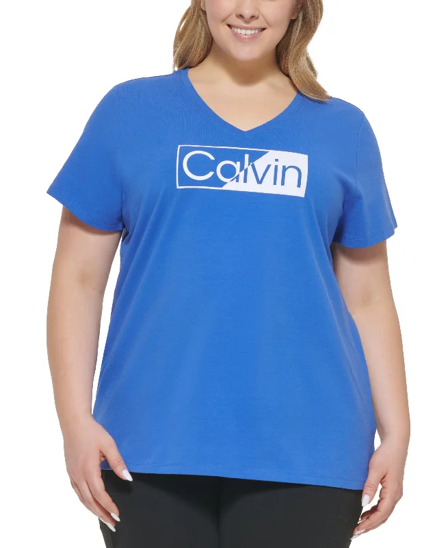 Calvin Klein Performance Plus Size Logo Tee Nylon Fabric Polyester Fabric Spandex Fabric