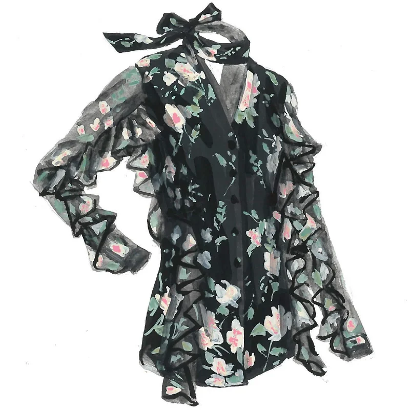 Ruffle Sleeve Blouse Chic Square Blouse
