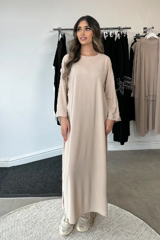 AVA RIBBED DRESS CREAM