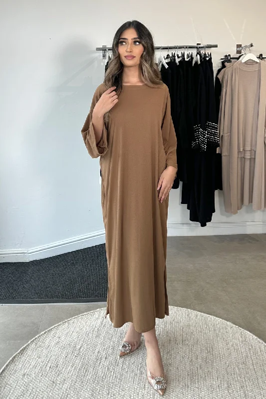 AVA RIBBED DRESS MOCHA