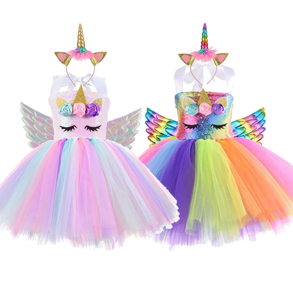 Baby Girls Rainbow Unicorn Tutu Dresses