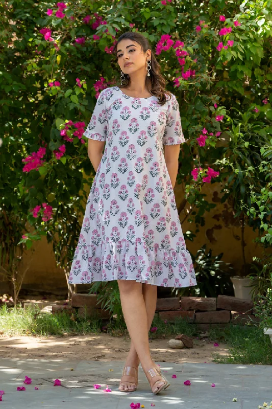 Happy Dress - White Pink Buta