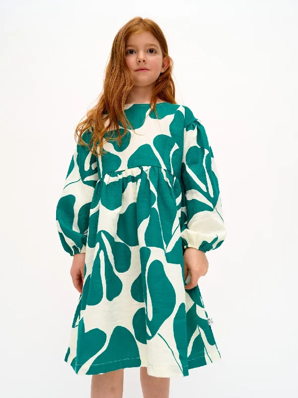 Kids' Greenery Muslin Dress Green