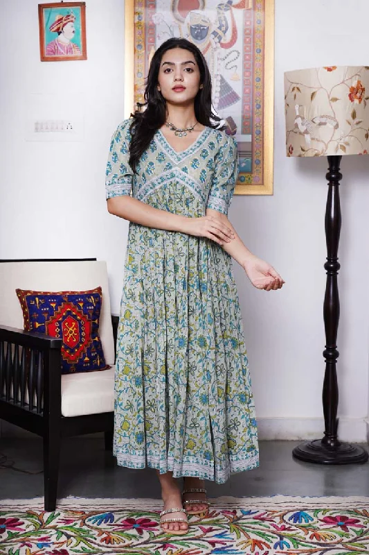 Pastel Turquoise Blue Buti Nyra Cut Dress