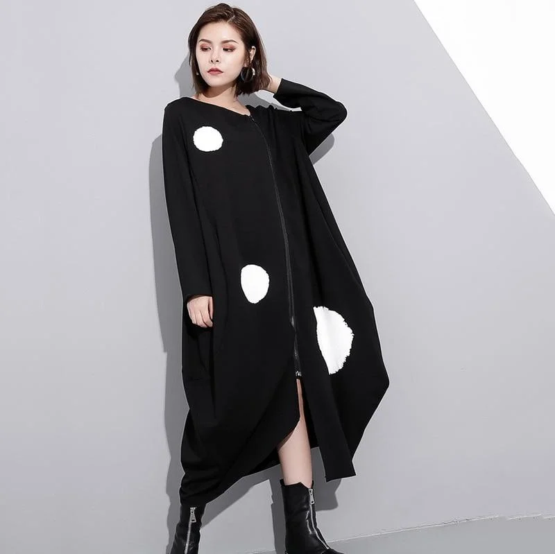 Polka Dot Print Zip Up Dress | Millennials