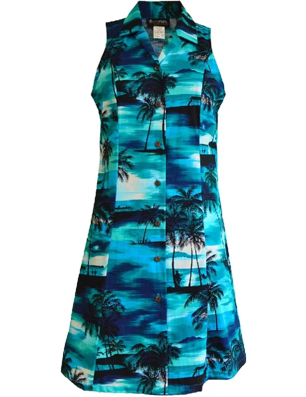 Princess Seam Button Front Dress Island Sunset Paradise