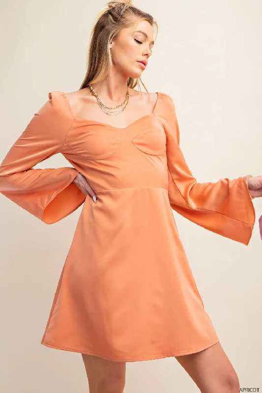 Satin Dream Smocked Dress Apricot