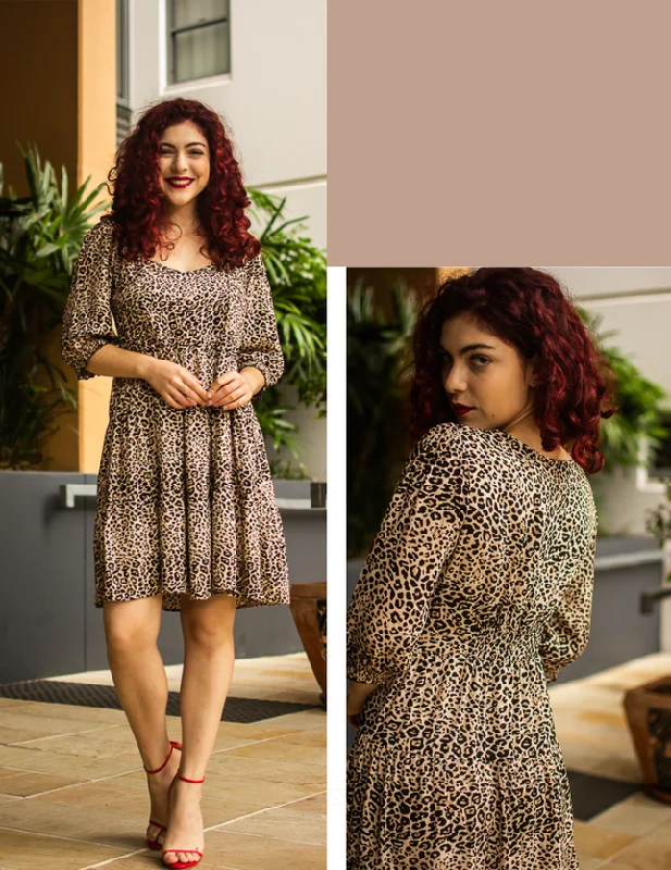 Silver Wishes Piping Detail Leopard Print Tiered Dress Leopard 8