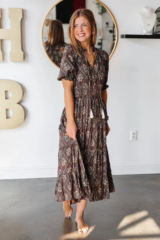Tassel Tie Printed Dress