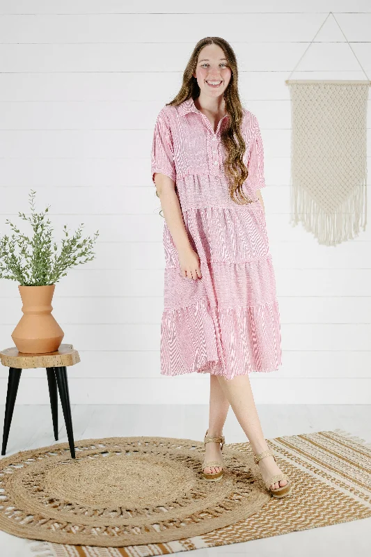 Tatum Stripe Dress - Pink