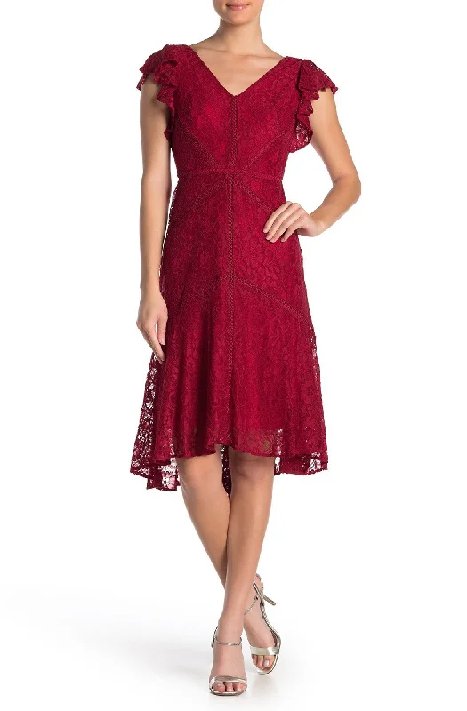 Taylor - V Neck Allover Lace Knee Length High Low Hem Dress 1529MSC