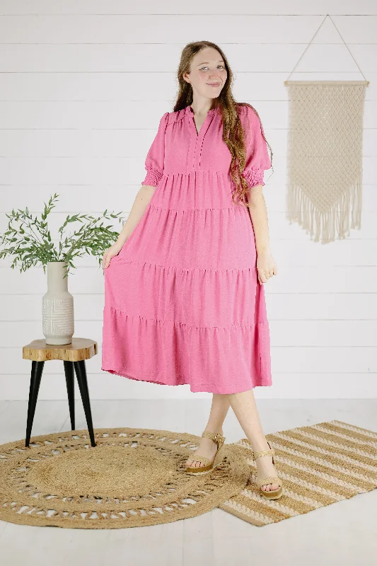 Tina Tiered Dress - Rose