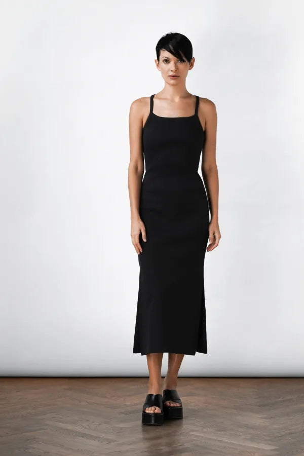 Wit Rib Dress Black