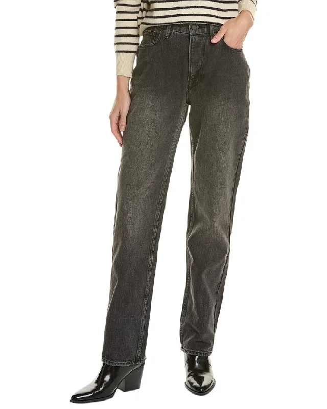 GOOD AMERICAN Good 90s Icon Black Straight Jean Fashionable Raw Edge Jeans