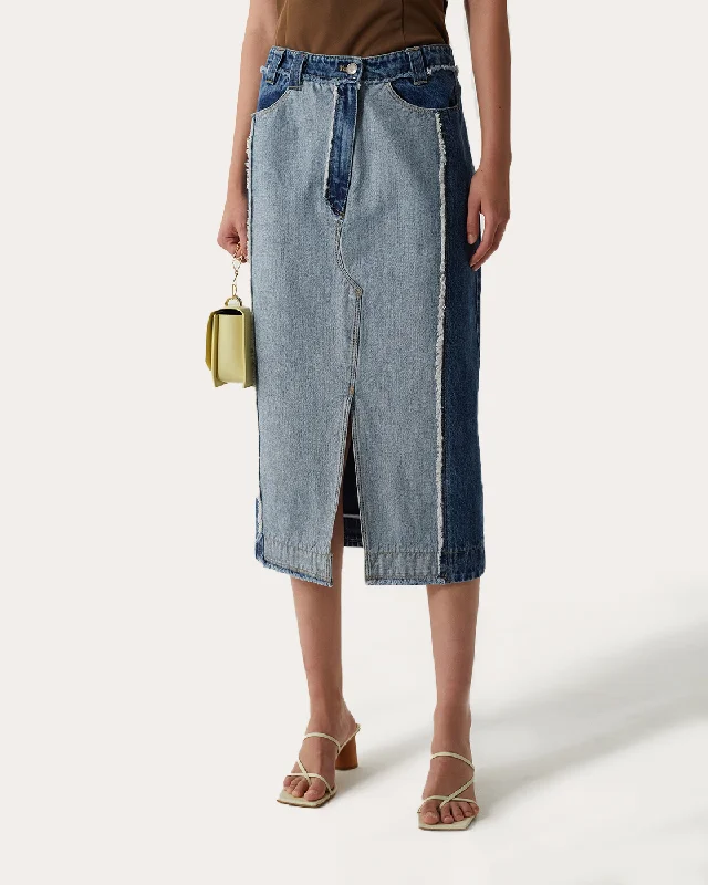Juna Skirt Organic Cotton Denim Washed Blue cashmere skirt plush