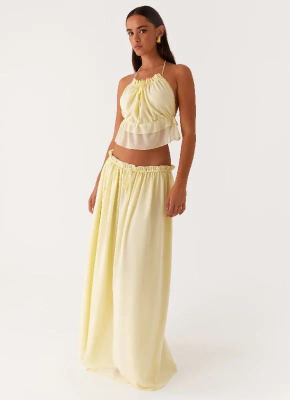 Zaya Maxi Skirt - Yellow wool skirt warm